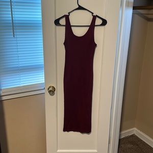 Cranberry ribbed midi dress